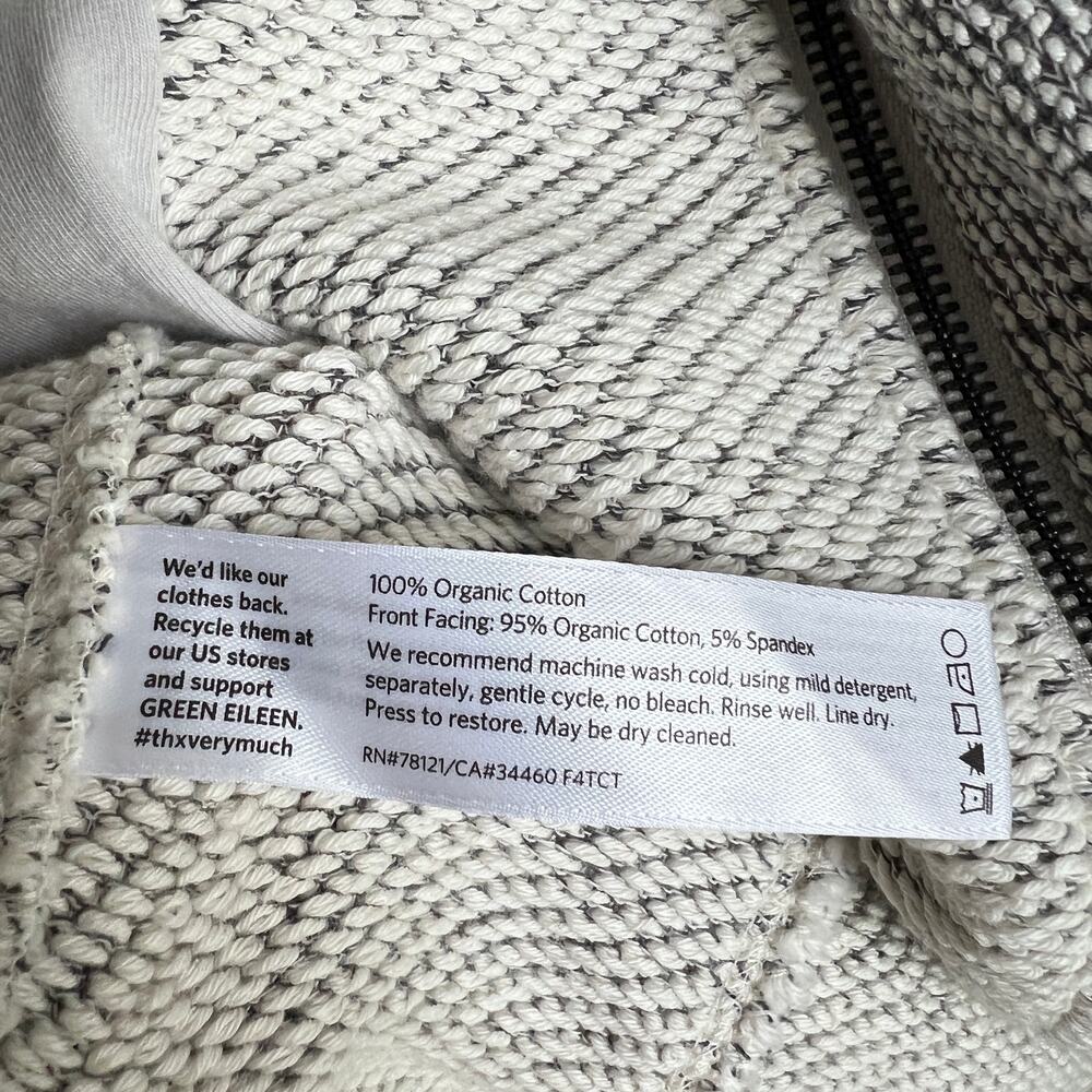 Eileen Fisher Gray Moto Zip Knit Sweater Jacket Women's L Organic Cotton Pockets - Picture 7 of 8